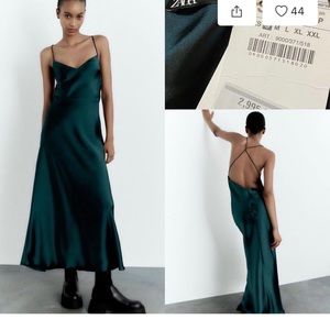 NWT SATIN LINGERIE STYLE DRESS green  9000/371.